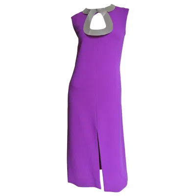 Pre-owned Pierre Cardin 1960s Iconic Metal Hardware Collar Dress In Purple