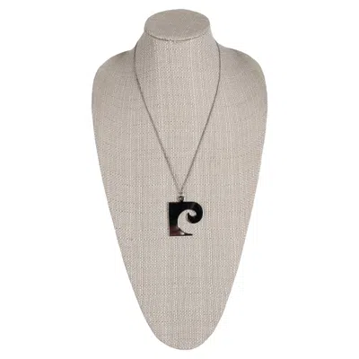 Pre-owned Pierre Cardin 1960s  French Fashion Icon Chrome "pc" Logo Chain Necklace Pendant In Gray