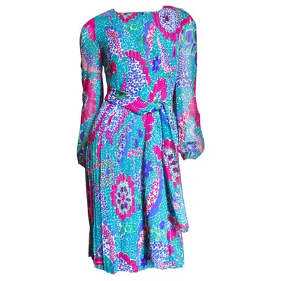 Pre-owned Pierre Cardin 1960s Silk Dress In Blue
