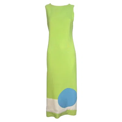 Pre-owned Pierre Cardin 1966 Mod Green Color Block Op Art Shift Dress
