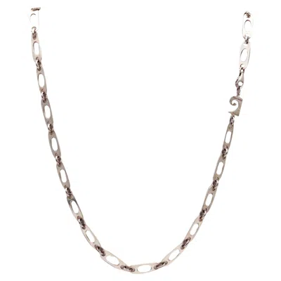 Pre-owned Pierre Cardin 1970 Paris Geometric Long Necklace Chain In .925 Sterling Silver In Multi