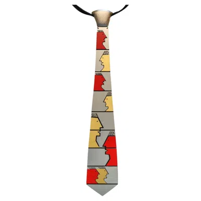 Pre-owned Pierre Cardin 1970 Paris Sculptural Artistic Metallic Tie In Steel And Enamel In Brown