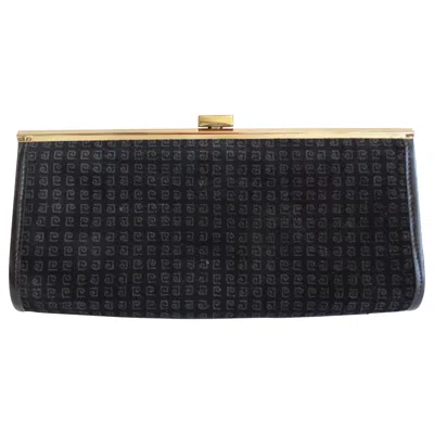 Pre-owned Pierre Cardin 1970s Monogram Suede Clutch In Black