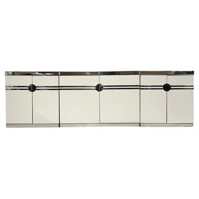 Pre-owned Pierre Cardin 1970s/80s Postmodern Deco Themed  3 Part Credenza In White & Chrome