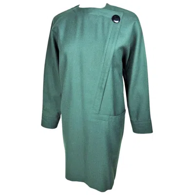 Pre-owned Pierre Cardin A Green Wool Sac Dress By  - France Circa 1985