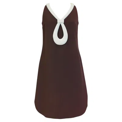 Pre-owned Pierre Cardin A Space Age  Dress In Chocolate Jersey Circa 1970/1975 In Brown