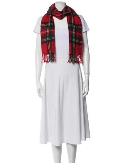 Pre-owned Pierre Cardin Acrylic Plaid Print Scarf In Red