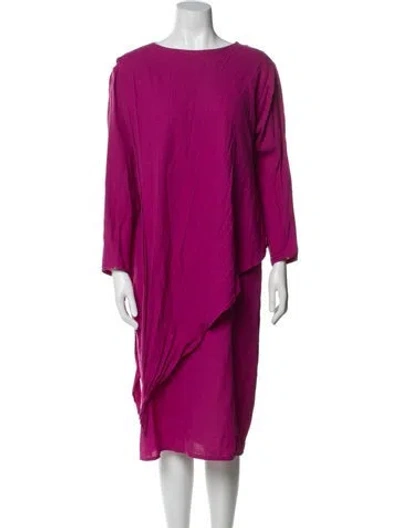Pre-owned Pierre Cardin Bateau Neckline Midi Length Dress In Purple