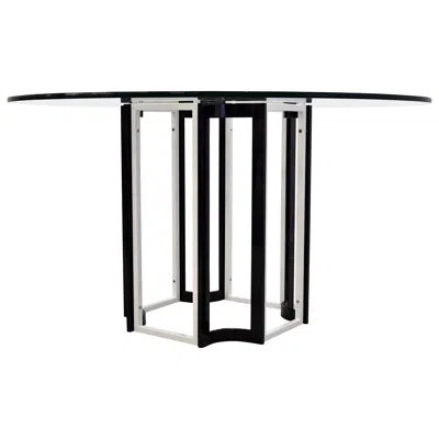 Pre-owned Pierre Cardin Black And White Mid Century Modern Glass Dining Table
