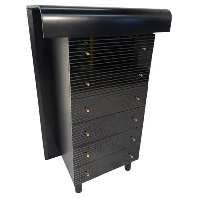 Pre-owned Pierre Cardin Black Lacquered Commode With Brass Details