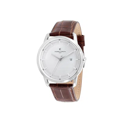 Pierre Cardin Brown Leather Dress Watch In Green