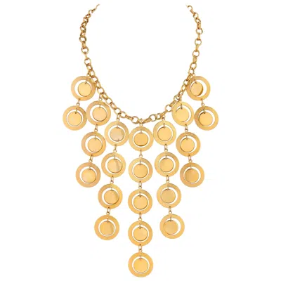 Pre-owned Pierre Cardin C.1960's Gold Modernist Disc Chandelier Bib Necklace