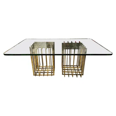 Pre-owned Pierre Cardin Cage Style Base Dining Table In Mixed-metals In Gray