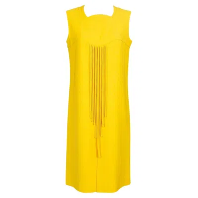 Pre-owned Pierre Cardin Canary Yellow Wool Blend Dress