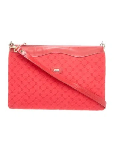 Pre-owned Pierre Cardin Canvas Shoulder Bag In Red