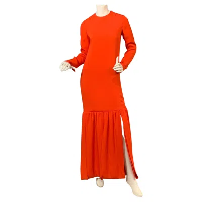 Pre-owned Pierre Cardin "car Wash" Evening Dress In Orange Silk Crepe