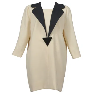 Pre-owned Pierre Cardin Couture Cream Wool Dress In White