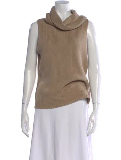 Pre-owned Pierre Cardin Cowl Neck Sleeveless Top In Neutral