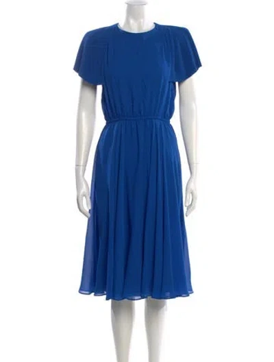 Pre-owned Pierre Cardin Crew Neck Midi Length Dress In Blue