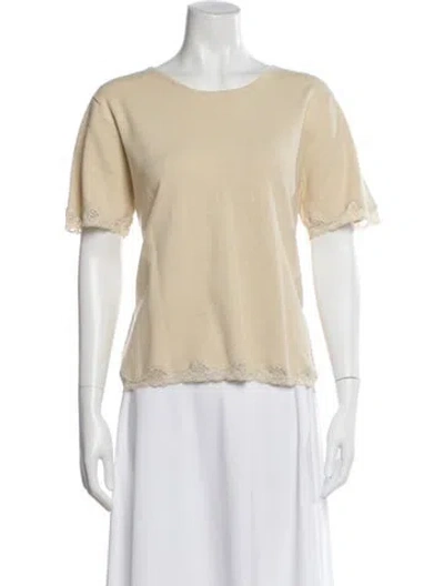 Pre-owned Pierre Cardin Crew Neck Short Sleeve Top In Neutral
