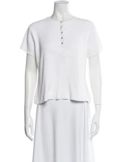 Pre-owned Pierre Cardin Crew Neck Short Sleeve Top In White
