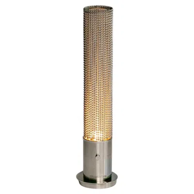 Pre-owned Pierre Cardin Cylindrical Stainless Steel Beaded Table Lamp C. 1970s In Brown