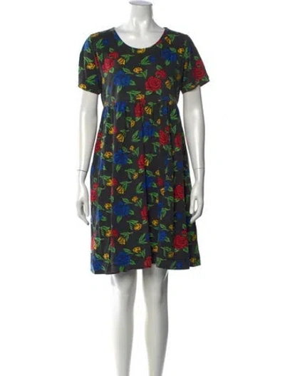 Pre-owned Pierre Cardin Floral Print Knee-length Dress In Black