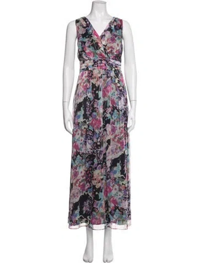 Pre-owned Pierre Cardin Floral Print Long Dress In Pink