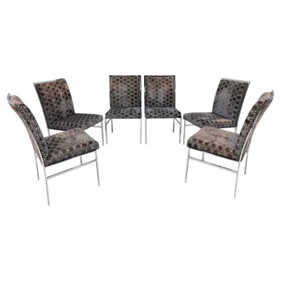 Pre-owned Pierre Cardin For Dillingham Set Of Six Dining Chairs In Cut Velvet In Gray