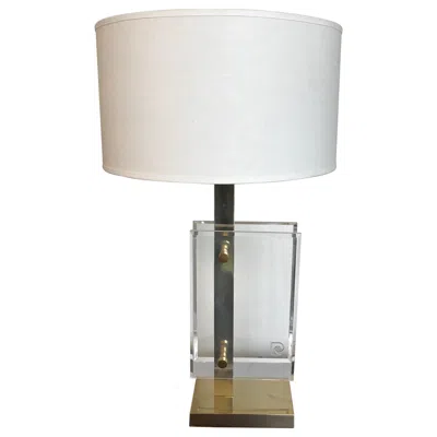 Pre-owned Pierre Cardin For Laurel Brass And Sculptural Lucite Table Lamp In Transparent