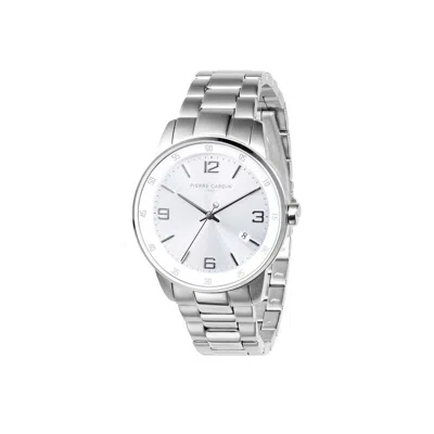 Pierre Cardin Gray Stainless Steel Dress Watch In Silver