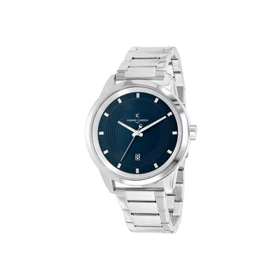 Pierre Cardin Gray Stainless Steel Dress Watch In Blue