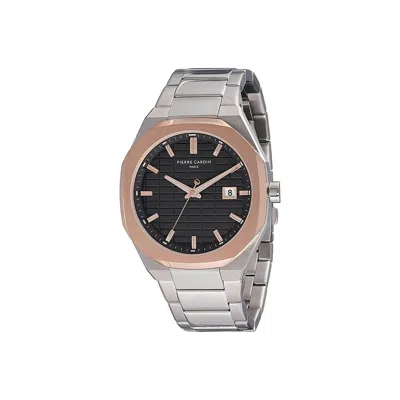 Pierre Cardin Gray Stainless Steel Dress Watch In Burgundy
