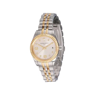 Pierre Cardin Gray Stainless Steel Dress Watch In Gold