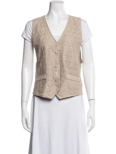 Pre-owned Pierre Cardin Lace Pattern Vest In Neutrals