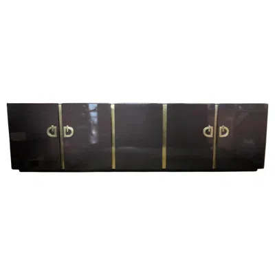 Pre-owned Pierre Cardin Large Lacquered And Brass-mounted Credenza By . Circa 1960's. In Black