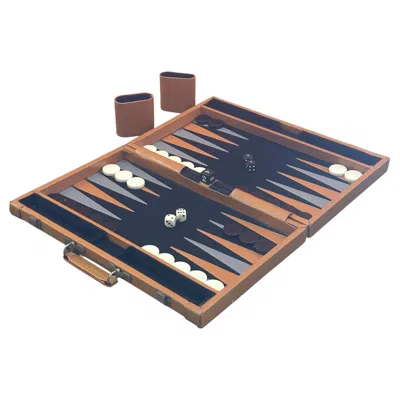 Pre-owned Pierre Cardin Leather Backgammon Game Set In Attache Case In Gray