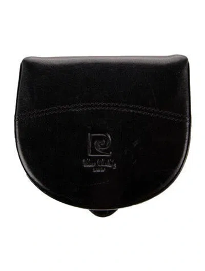 Pre-owned Pierre Cardin Leather Coin Pouch In Black