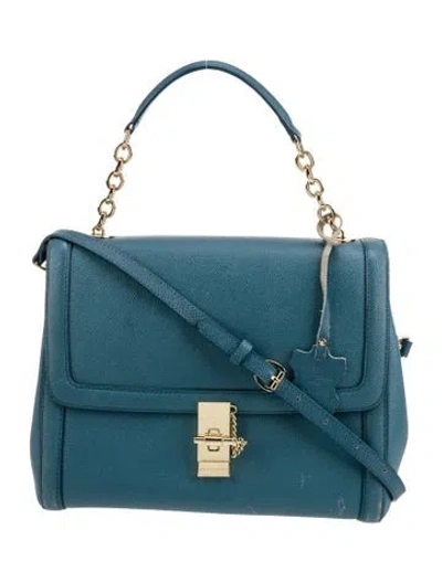 Pre-owned Pierre Cardin Leather Top Handle Bag In Blue