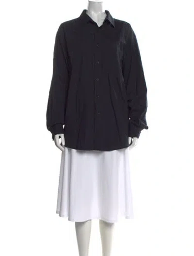 Pre-owned Pierre Cardin Long Sleeve Button-up Top In Blue
