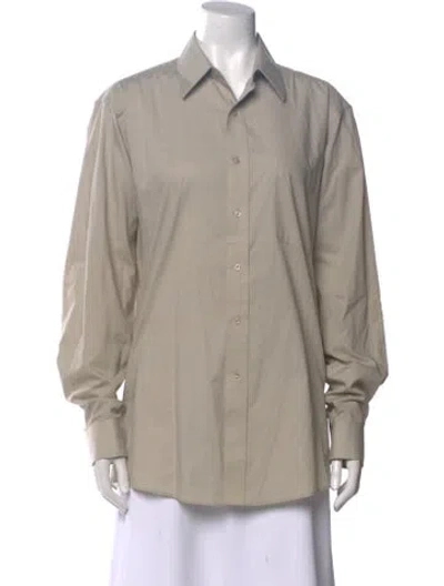 Pre-owned Pierre Cardin Long Sleeve Button-up Top In Neutral
