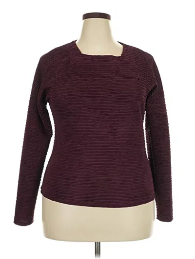 Pre-owned Pierre Cardin Long Sleeve Top Burgundy Crew Neck Tops