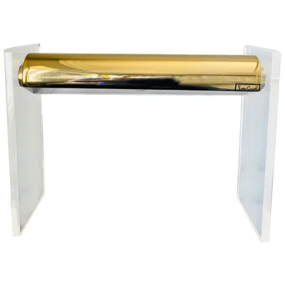 Pre-owned Pierre Cardin Lucite And Brass Table Lamp In Sand
