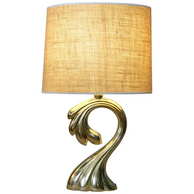 Pre-owned Pierre Cardin Manner Sculptural Brass Table Lamp Mid-century Modern In Orange