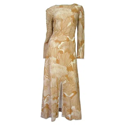 Pre-owned Pierre Cardin Maxi Dress 1970s In Brown