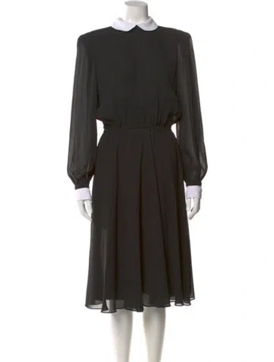 Pre-owned Pierre Cardin Mock Neck Midi Length Dress In Black