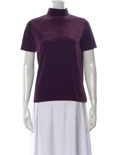 Pre-owned Pierre Cardin Mock Neck Short Sleeve Top In Purple