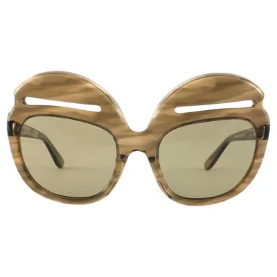 Pre-owned Pierre Cardin New Vintage  6496 Slits Accents Oversized Sunglasses, 1960s In Brown