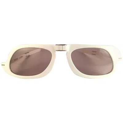 Pre-owned Pierre Cardin New Vintage  White Foldable Amber Lens 1960's Sunglasses