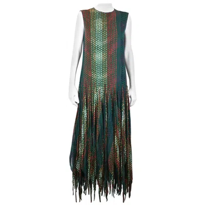 Pre-owned Pierre Cardin Op Art Scarf Hem Dress In Black
